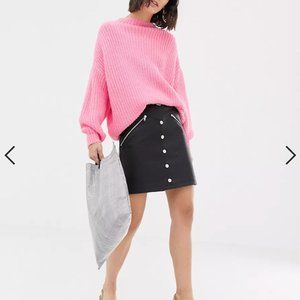 MANGO Bright Pink Knitted Oversized Sweater, XS